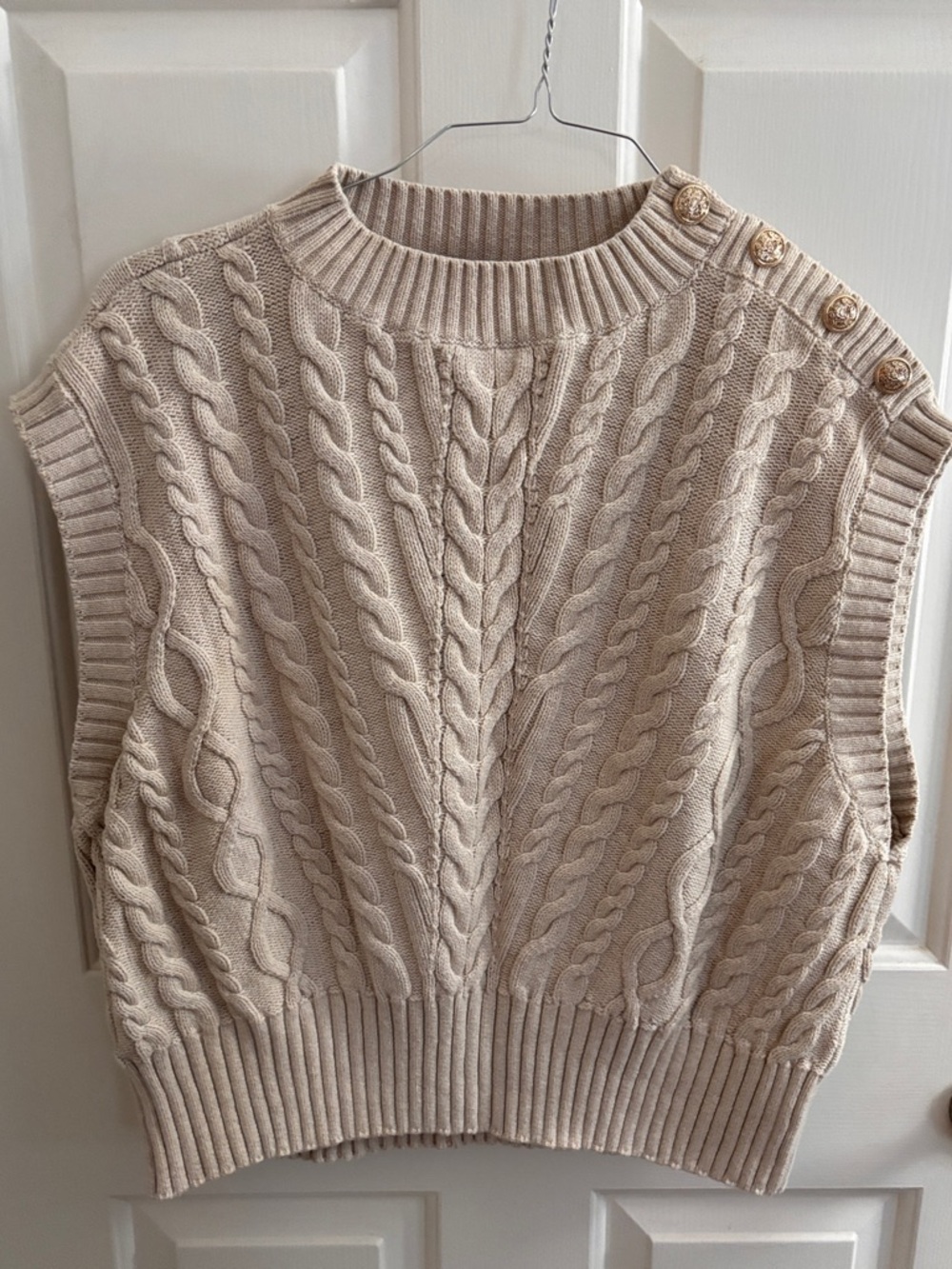 LOFT cream cable knit vest XL